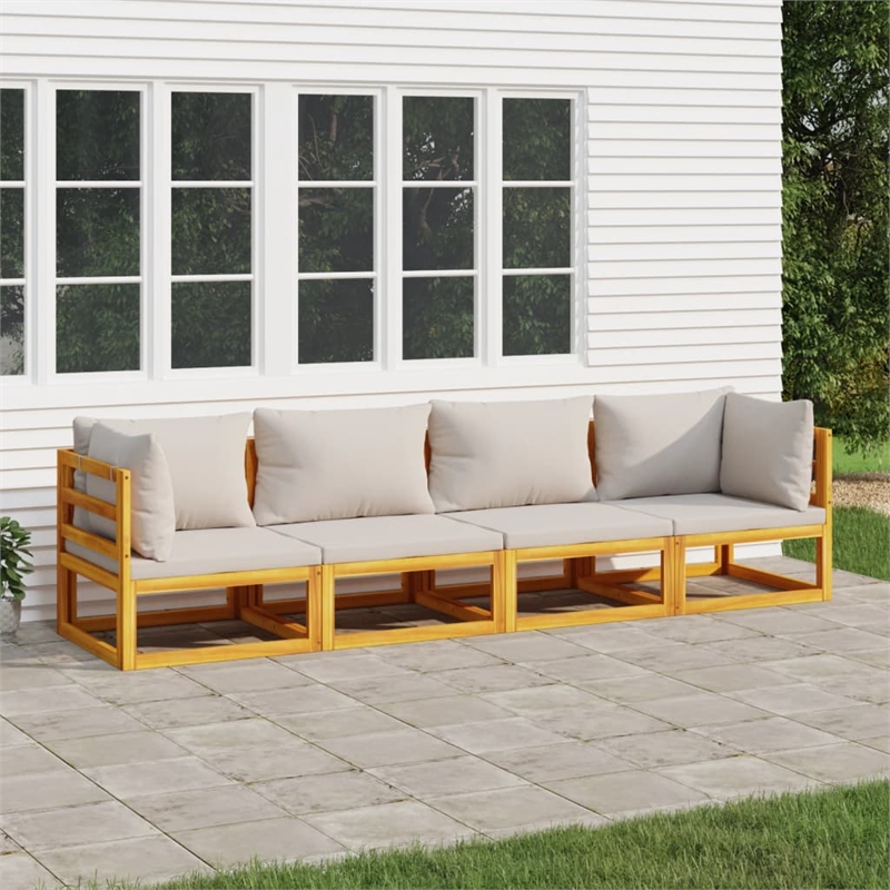 vidaXL 4 Piece Solid Acacia Wood Standard Garden Lounge Set in Gray