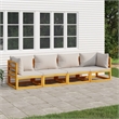 vidaXL 4 Piece Solid Acacia Wood Standard Garden Lounge Set in Gray