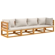 vidaXL 4 Piece Solid Acacia Wood Standard Garden Lounge Set in Gray