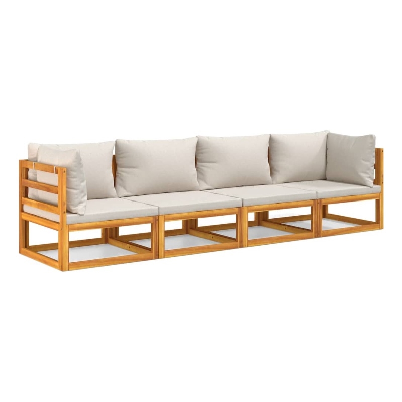 vidaXL 4 Piece Solid Acacia Wood Standard Garden Lounge Set in Gray