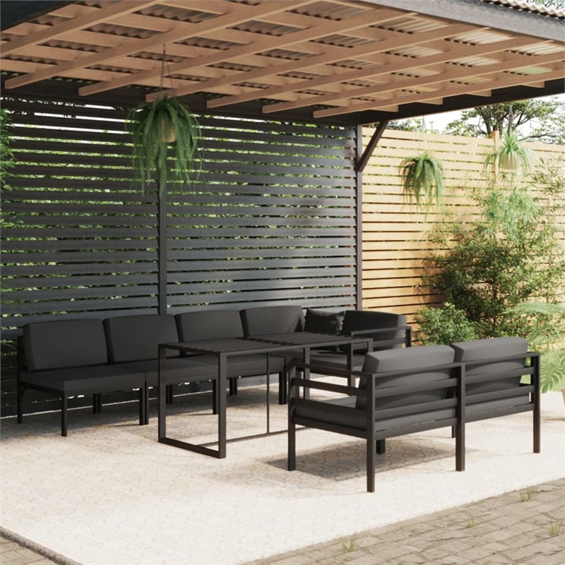 vidaXL 8 Piece Aluminum Standard Garden Lounge Set in Anthracite