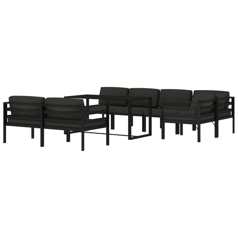 vidaXL 8 Piece Aluminum Standard Garden Lounge Set in Anthracite