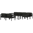 vidaXL 8 Piece Aluminum Standard Garden Lounge Set in Anthracite