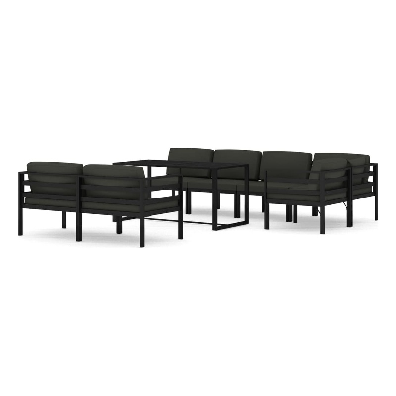vidaXL 8 Piece Aluminum Standard Garden Lounge Set in Anthracite