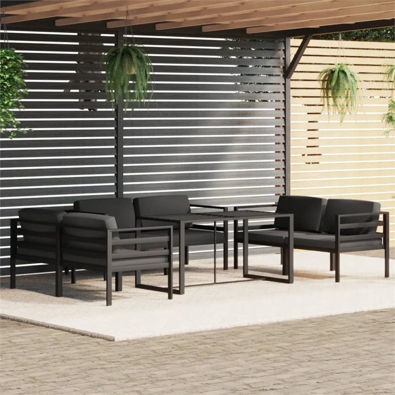 vidaXL 7 Piece Aluminum Large Garden Lounge Set in Anthracite