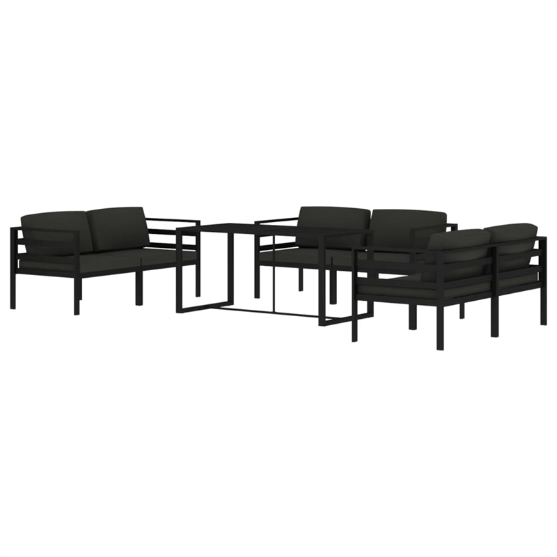 vidaXL 7 Piece Aluminum Large Garden Lounge Set in Anthracite
