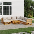 vidaXL 9 Piece Solid Acacia Wood Garden Lounge Set in Gray