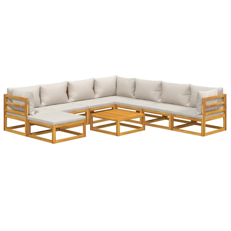 vidaXL 9 Piece Solid Acacia Wood Garden Lounge Set in Gray