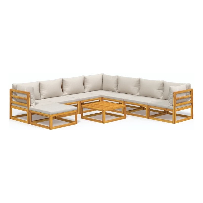 vidaXL 9 Piece Solid Acacia Wood Garden Lounge Set in Gray