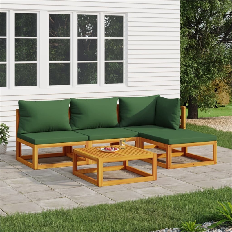vidaXL 5 Piece Solid Acacia Wood Garden Lounge Set in Green