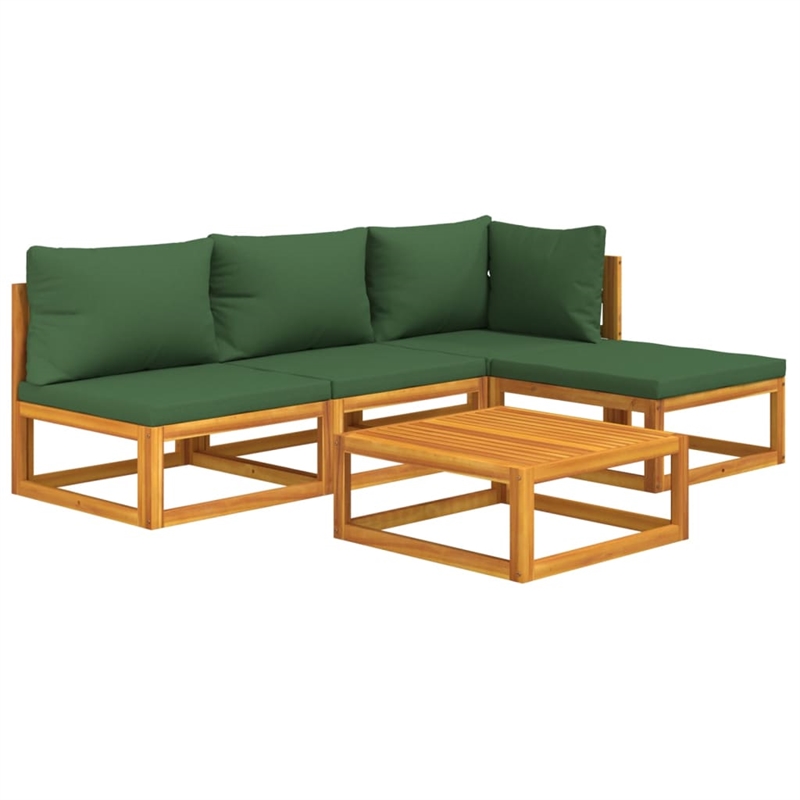 vidaXL 5 Piece Solid Acacia Wood Garden Lounge Set in Green