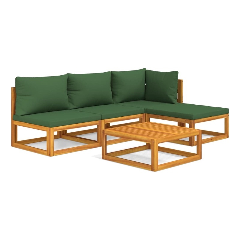 vidaXL 5 Piece Solid Acacia Wood Garden Lounge Set in Green