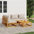 vidaXL 5 Piece Solid Acacia Wood Garden Lounge Set in Gray