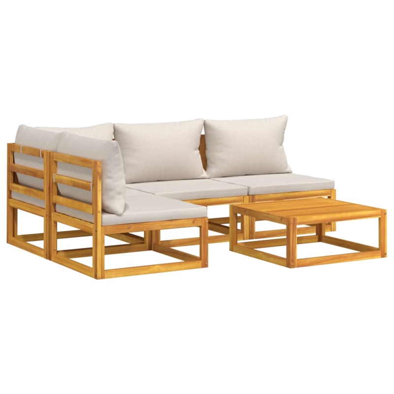 vidaXL 5 Piece Solid Acacia Wood Garden Lounge Set in Gray
