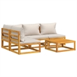 vidaXL 5 Piece Solid Acacia Wood Garden Lounge Set in Gray