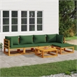 vidaXL 6 Piece Solid Acacia Wood Garden Lounge Set in Green/Natural