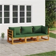 vidaXL 3 Piece Solid Acacia Wood Garden Lounge Set in Green/Brown