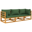 vidaXL 3 Piece Solid Acacia Wood Garden Lounge Set in Green/Brown