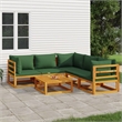 vidaXL 6 Piece Solid Acacia Wood Garden Lounge Set in Green/Natural