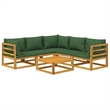 vidaXL 6 Piece Solid Acacia Wood Garden Lounge Set in Green/Natural