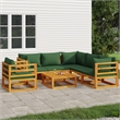 vidaXL 7 Piece Solid Acacia Wood Garden Lounge Set in Green/Natural