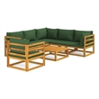 vidaXL 7 Piece Solid Acacia Wood Garden Lounge Set in Green/Natural