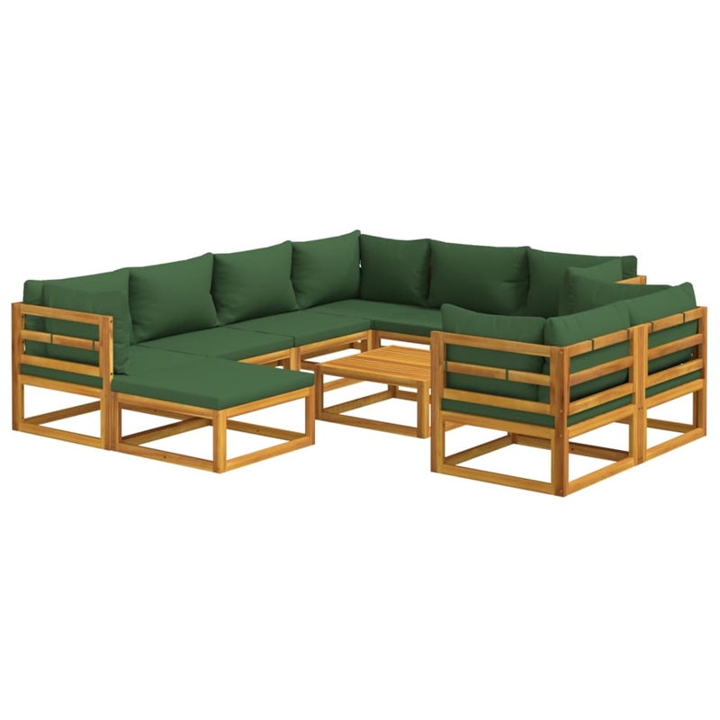vidaXL 10 Piece Solid Acacia Wood Garden Lounge Set in Green
