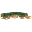 vidaXL 12 Piece Solid Acacia Wood Garden Lounge Set in Green/Natural