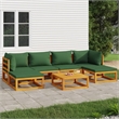vidaXL 7 Piece Solid Acacia Wood Garden Lounge Set in Green/Natural