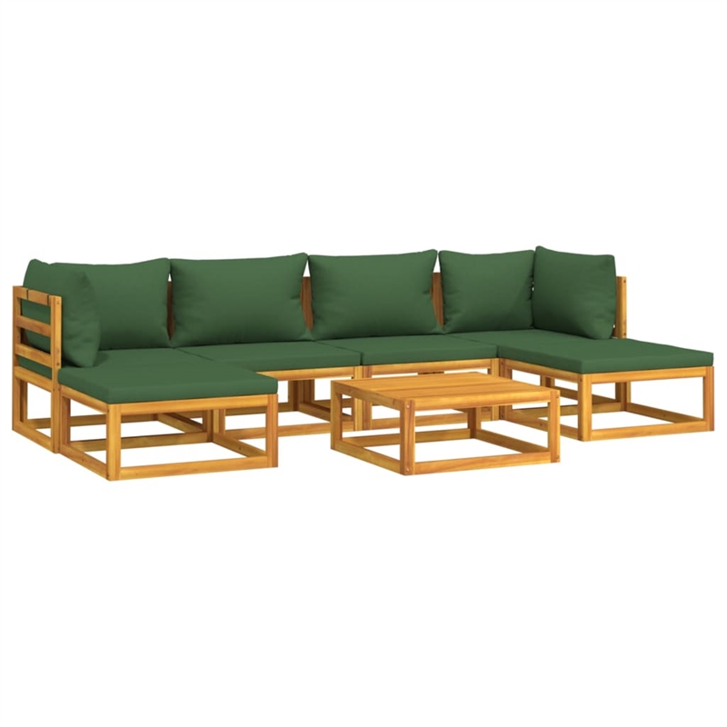 vidaXL 7 Piece Solid Acacia Wood Garden Lounge Set in Green/Natural