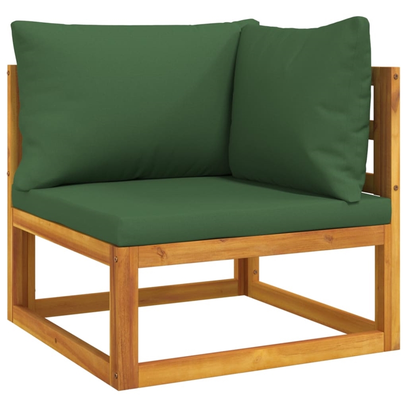 vidaXL 7 Piece Solid Acacia Wood Garden Lounge Set in Green/Natural
