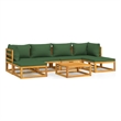 vidaXL 7 Piece Solid Acacia Wood Garden Lounge Set in Green/Natural
