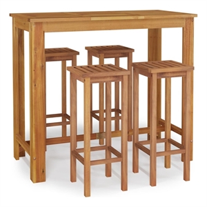 vidaXL 5 Piece Solid Acacia Wood Standard Bar Set in Natural