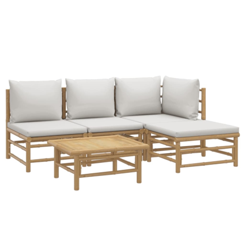 vidaXL 5 Piece Bamboo Medium Garden Lounge Set in Gray