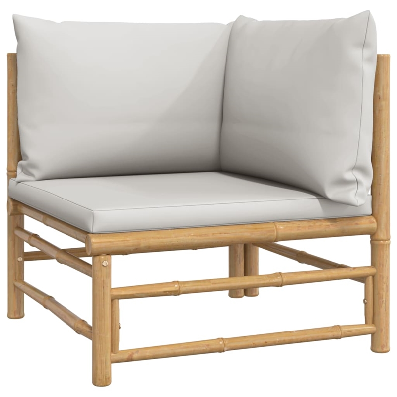 vidaXL 5 Piece Bamboo Medium Garden Lounge Set in Gray