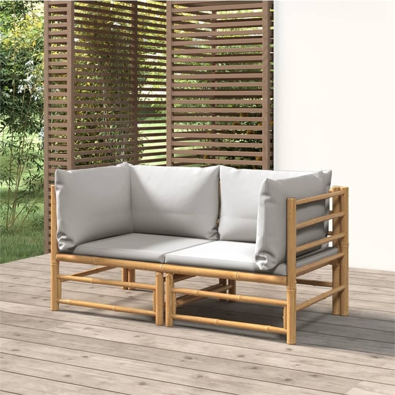 vidaXL Bamboo Sofa in Gray/Natural