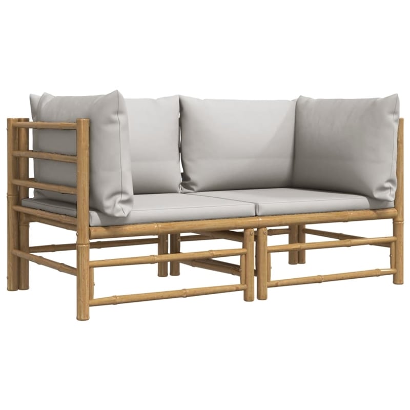 vidaXL Bamboo Sofa in Gray/Natural