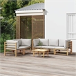 vidaXL 6 Piece Bamboo Medium Garden Lounge Set in Gray