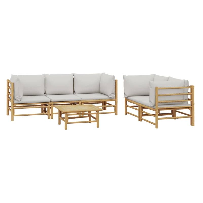 vidaXL 6 Piece Bamboo Medium Garden Lounge Set in Gray