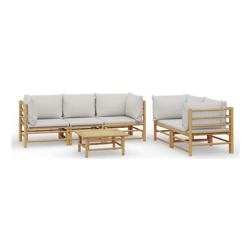 vidaXL 6 Piece Bamboo Medium Garden Lounge Set in Gray