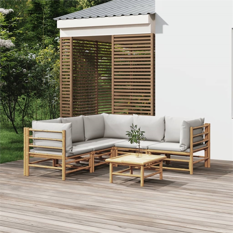 vidaXL 6 Piece Wood Garden Lounge Set in Gray/Natural