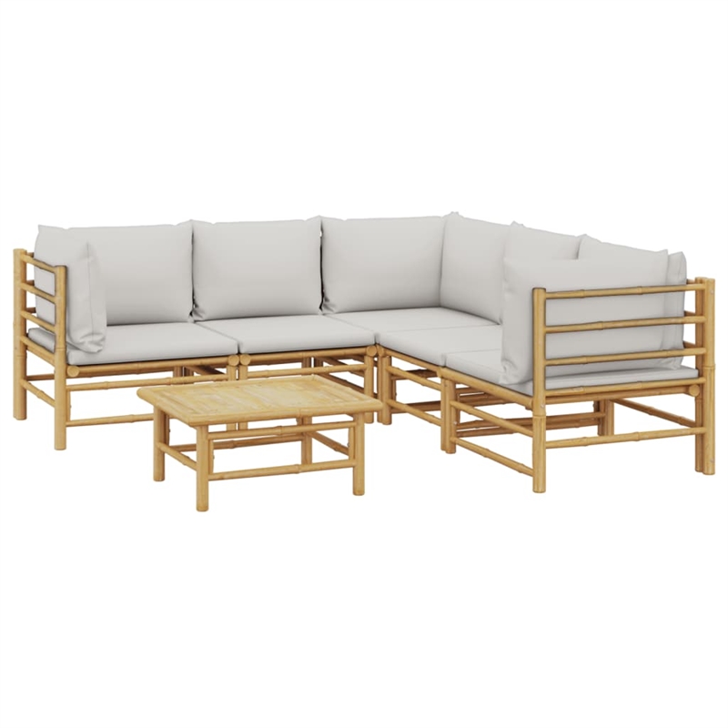 vidaXL 6 Piece Wood Garden Lounge Set in Gray/Natural