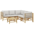 vidaXL 6 Piece Wood Garden Lounge Set in Gray/Natural