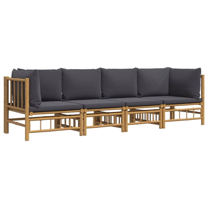 vidaXL 4 Piece Bamboo Garden Lounge Set in Gray/Natural