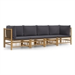 vidaXL 4 Piece Bamboo Garden Lounge Set in Gray/Natural