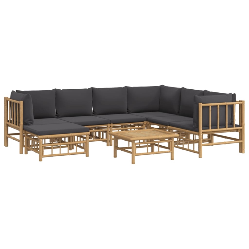 vidaXL 8 Piece Bamboo Large Garden Lounge Set in Gray
