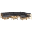 vidaXL 11 Piece Bamboo Garden Lounge Set in Gray/Natural