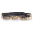 vidaXL 11 Piece Bamboo Garden Lounge Set in Gray/Natural