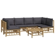 vidaXL 7 Piece Bamboo Medium Garden Lounge Set in Gray