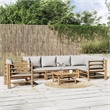 vidaXL 7 Piece Bamboo Garden Lounge Set in Gray/Natural